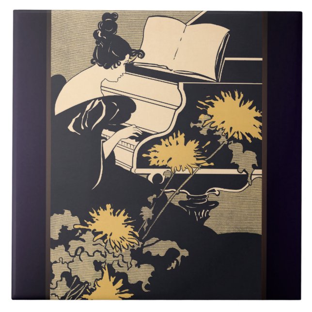 Elegant Piano Player Tile (Front)