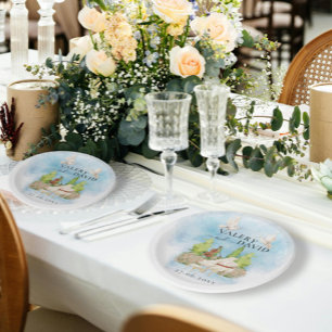 Elegant Piano   Violin flower doves Wedding Luxury Paper Plate