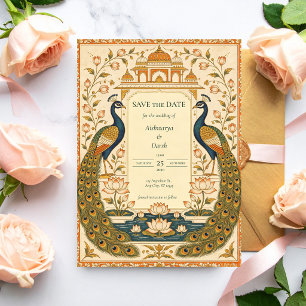 Elegant Pichwai Indian Wedding Save the Date