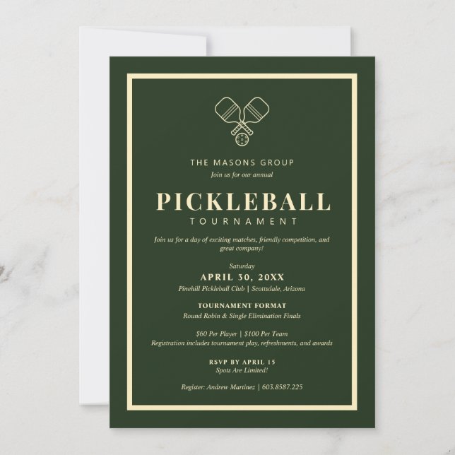 Elegant Pickleball Tournament Invitation (Front)