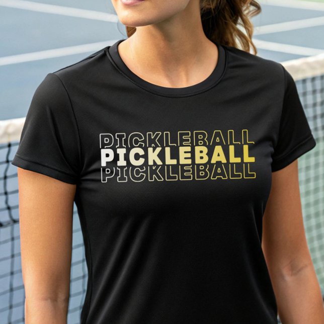 Elegant Pickleball Typography White Golden Yellow T-Shirt (Creator Uploaded)