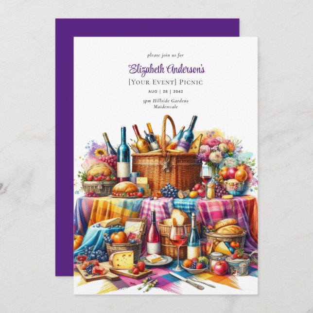 Elegant Picnic Party Birthday Retirement ANY Event Invitation (Front/Back)