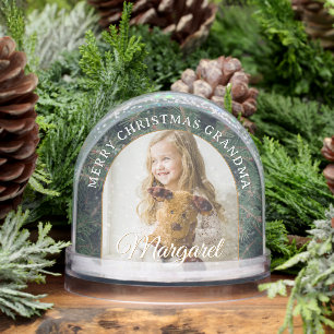 Elegant Pine Border Photo Snow Globe