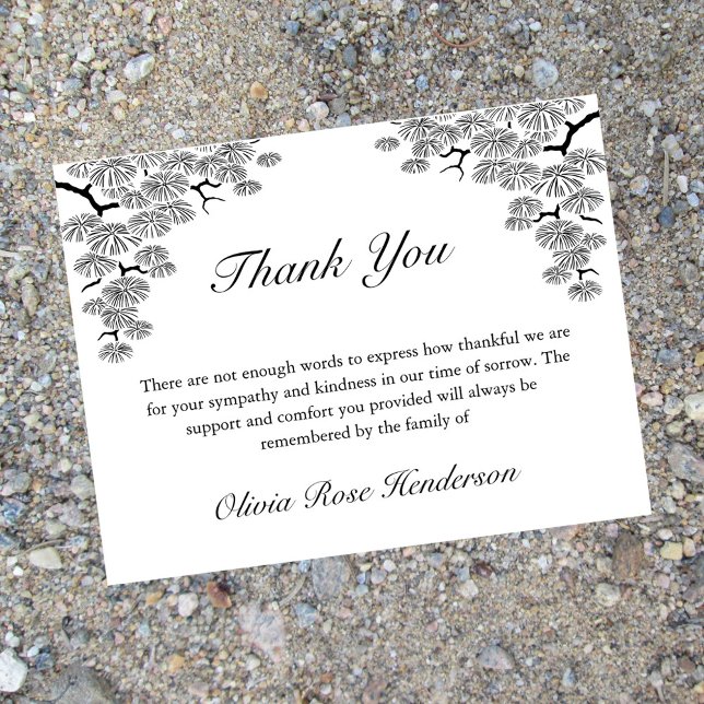 Elegant Pine Branch Bereavement Funeral Thank You Postcard (Creator Uploaded)