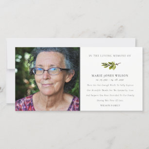 Elegant Pine Branch Photo Sympathy Memorial Thank You Card