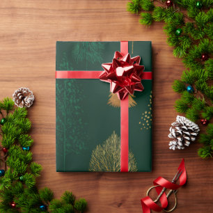 Elegant Pine Branch Wrapping Paper Luxury Green