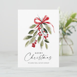 Elegant Pine Cones Branch Christmas Corporate Holiday Card