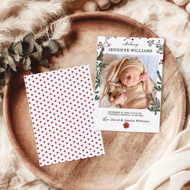 Elegant Pine Frame Baby Birth Announcement Card (Creator Uploaded)