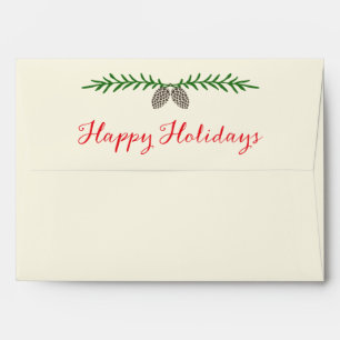 Elegant Pine Happy Holidays Pre-Addressed Envelope