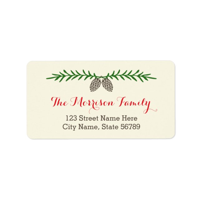 Elegant Pine Holiday Address Labels (Front)