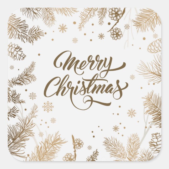 Elegant Pine Leaves & Cones Holiday | Sticker (Front)