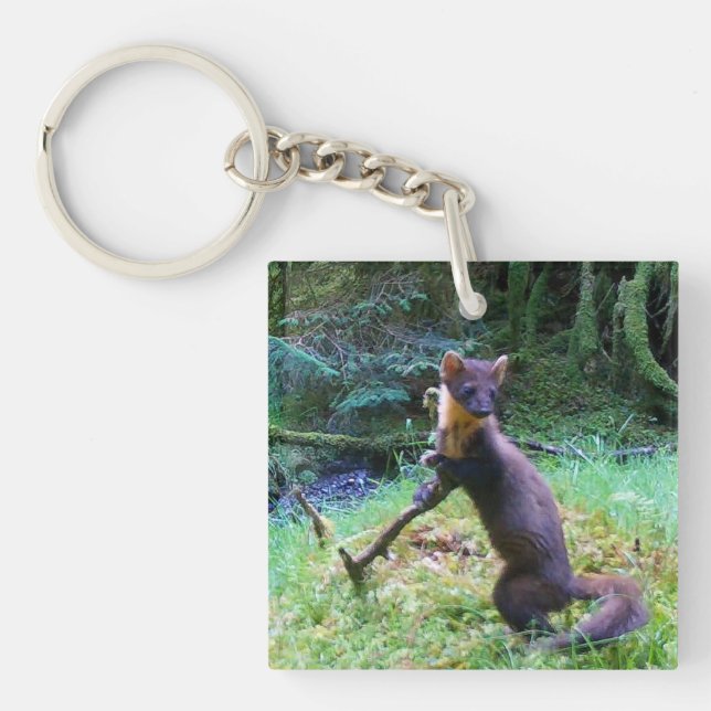 Elegant  Pine Marten Countryside Wildlife Design  Key Ring (Front)