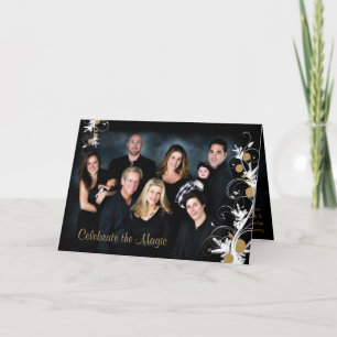 Elegant Pine Ornaments Holiday Photo Card Folded