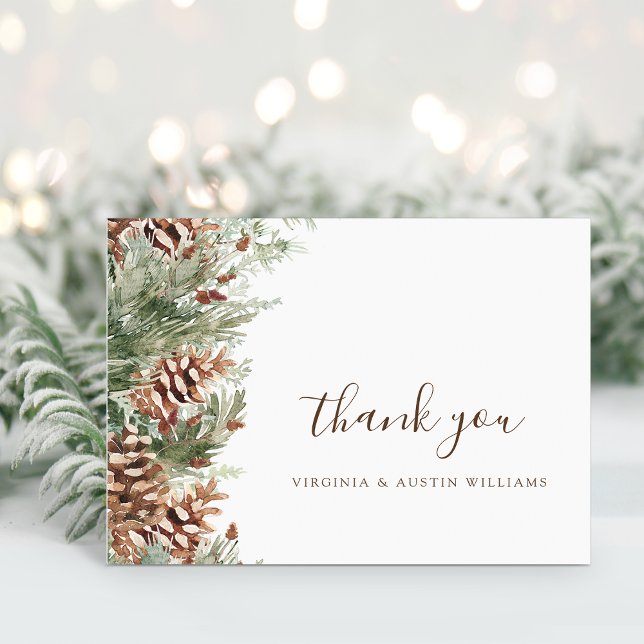 Elegant Pine Thank You Card (Elegant Pinecone Greenery Thank You Card by Painted Paperie
)