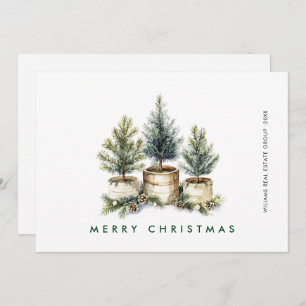 Elegant Pine Tree Christmas Company Greeting Holiday Card