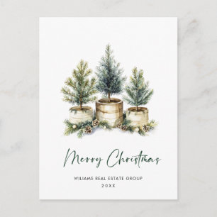 Elegant Pine Tree Christmas Company Greeting Postcard
