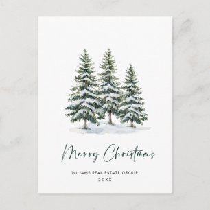 Elegant Pine Tree Christmas Company Greeting Postcard