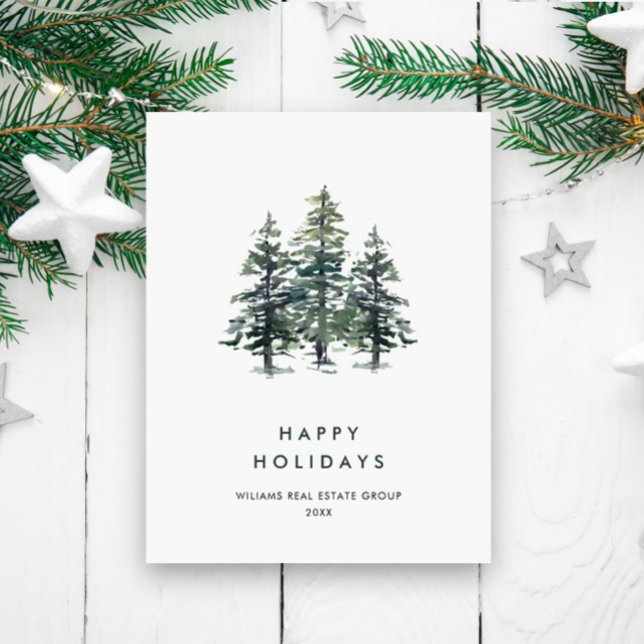 Elegant Pine Tree Christmas Company Greeting Postcard (Creator Uploaded)