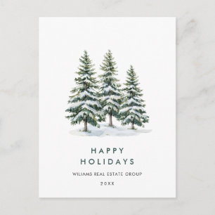 Elegant Pine Tree Christmas Company Greeting Postcard