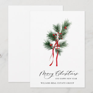 Elegant Pine Tree Christmas Corporate Greeting Hol Holiday Card