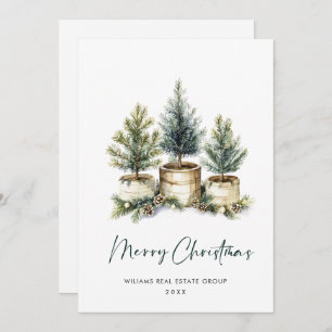 Elegant Pine Tree Christmas Corporate Greeting Holiday Card