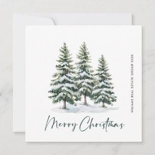 Elegant Pine Tree Christmas Corporate Greeting Holiday Card