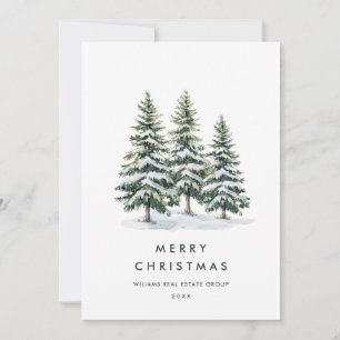 Elegant Pine Tree Christmas Corporate Greeting Holiday Card