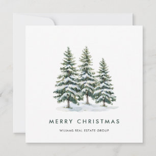 Elegant Pine Tree Christmas Corporate Greeting Holiday Card