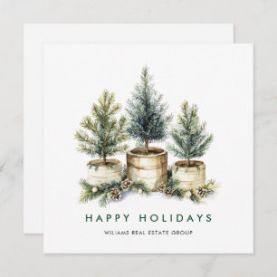 Elegant Pine Tree Christmas Corporate Greeting Holiday Card