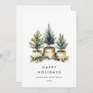 Elegant Pine Tree Christmas Corporate Greeting Holiday Card