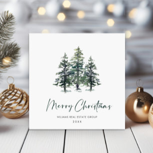Elegant Pine Tree Christmas Corporate Greeting Holiday Card