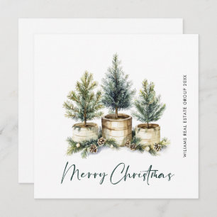 Elegant Pine Tree Christmas Corporate Greeting Holiday Card