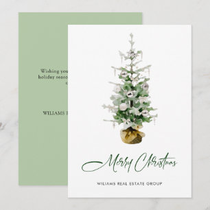 Elegant Pine Tree Christmas Corporate Greeting Holiday Card