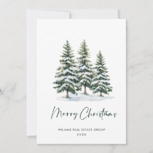 Elegant Pine Tree Christmas Corporate Greeting Holiday Card