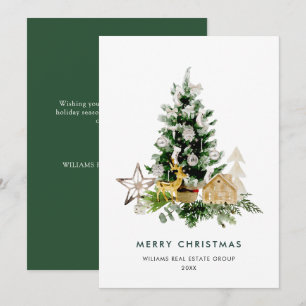 Elegant Pine Tree Christmas Corporate Greeting Holiday Card