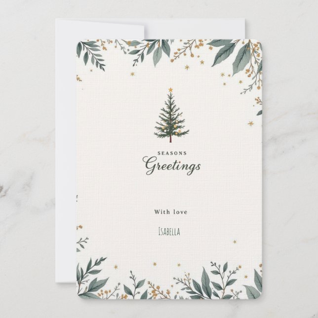 Elegant Pine Tree & Foliage Seasons Greetings Invi Invitation (Front)