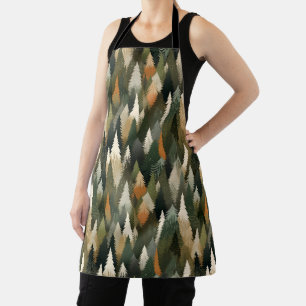 Elegant Pine Tree Pattern Rustic Forest Apron