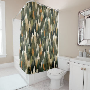 Elegant Pine Tree Pattern   Rustic Forest Shower Curtain