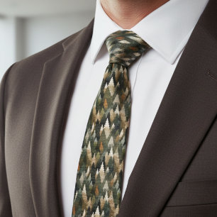 Elegant Pine Tree Pattern   Rustic Forest Tie