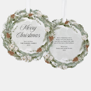 Elegant Pine Wreath and Greenery   Merry Christmas Tree Decoration Card