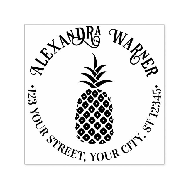 Elegant Pineapple #11 Name Return Address  Self-inking Stamp (Design)
