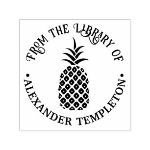 Elegant Pineapple #11B “From the library of” Name Self-inking Stamp
