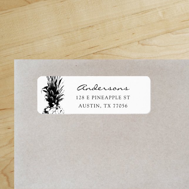 Elegant Pineapple Family Custom Return Address ("Everyday is abundantly beautiful." 
Sincerely Best Wishes from Lucky Design World)