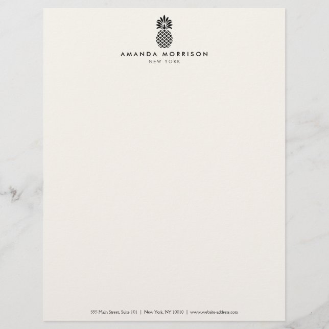 Elegant Pineapple Luxury Boutique Black/Ivory Letterhead (Front)