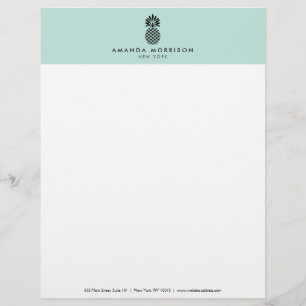Elegant Pineapple Luxury Boutique Mint Personalized Letterhead