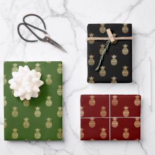 Elegant Pineapple Pattern Assortment Wrapping Paper Sheet