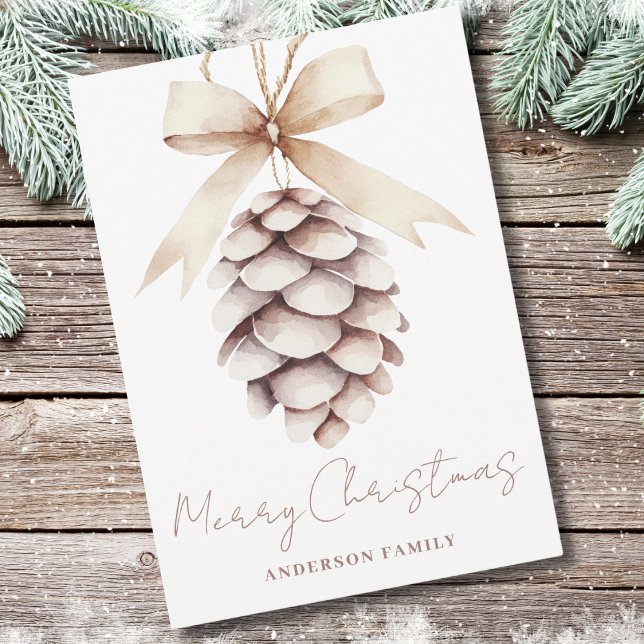 Elegant Pinecone Watercolor Christmas Holiday Card (Creator Uploaded)
