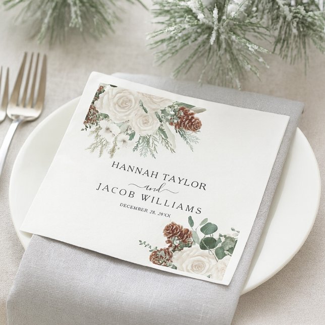 Elegant Pines Winter Wedding Napkin (Creator Uploaded)