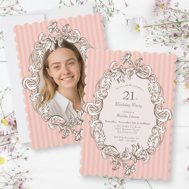 Elegant Pink 21st Birthday Party Invitation (Elegant Pink 21st Birthday Party Invitation)