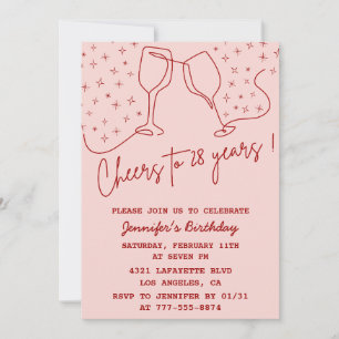 Elegant Pink 28th birthday invitations Cheers